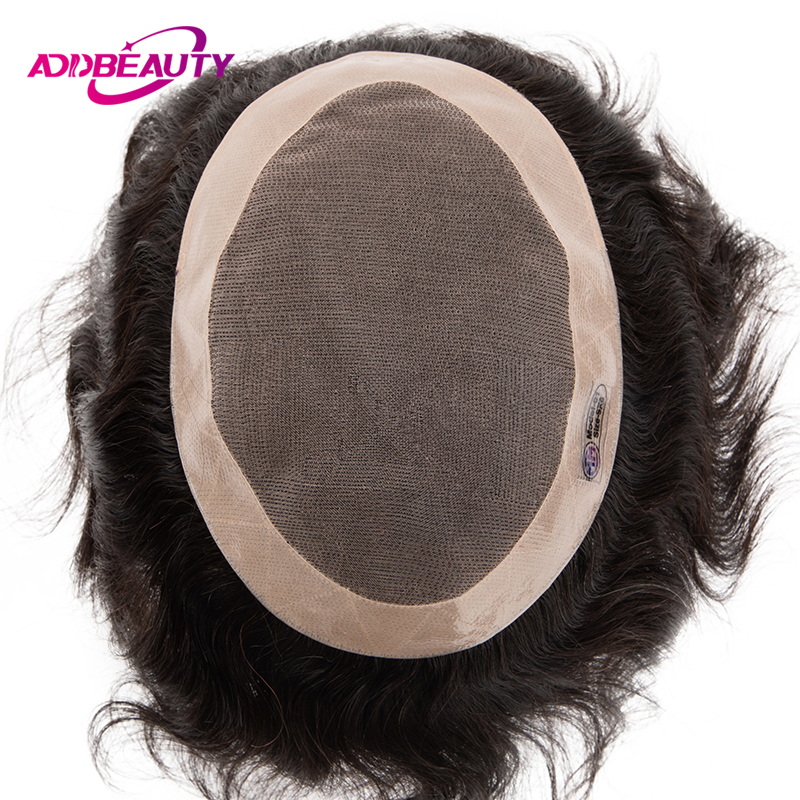Uomo Parrucchino Mono NPU Parrucche per capelli umani Sostituzione dei capelli umani indiani Onda diritta Uomini Protesi capillare Parrucchino Colore naturale