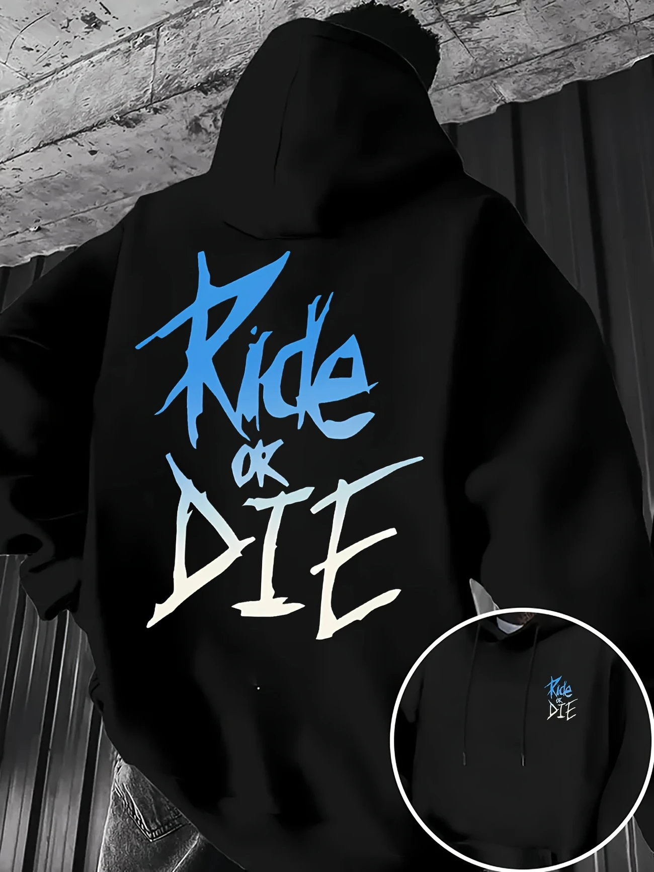Ride or Die Graffiti Print Street Uomo Donna Felpa con cappuccio Casual Tendenza moda Allentato Sport Autunno Inverno Felpa in pile Abbigliamento Top