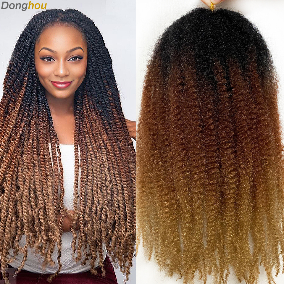 ผม Marley 18 นิ้วสังเคราะห์ Marley Braiding ผม Ombre สีดําสีน้ําตาลสีบลอนด์สีเทา 350 สําหรับ Afro Kinky Marley Twist Braiding ผม