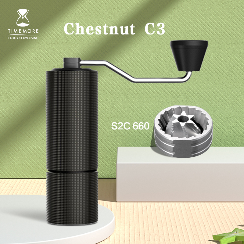 TIMEMORE Chestnut C2 C3 Ручная кофемолка S2C Burr внутри Высококачественная портативная ручная кофемолка с двойным позиционированием подшипника