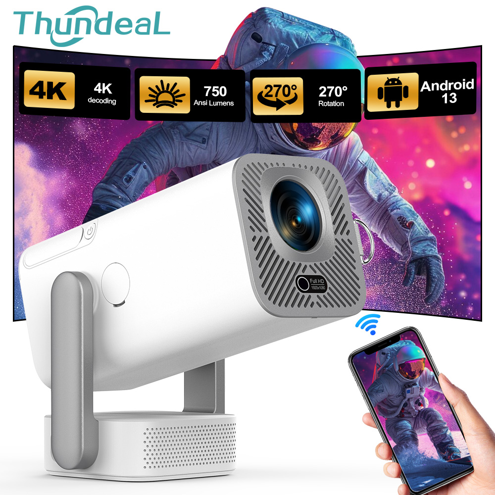 ธันเดียล เอชดี มินิโปรเจคเตอร์ TD80 โปร ฟูลเอชดี 1080P 4K วิดีโอ WIFI แอนดรอยด์โปรเจคเตอร์พกพา TD80Pro โฮมเธียเตอร์ ซีนีม่า พีเค TD80W