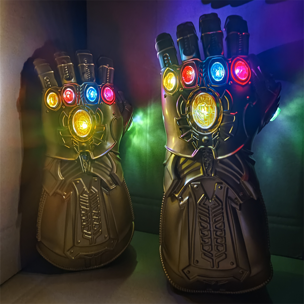 Super-herói cos prop manopla do infinito led light up thanos luvas vermelho infinito luvas halloween adulto cosplay arma presente do miúdo brinquedo