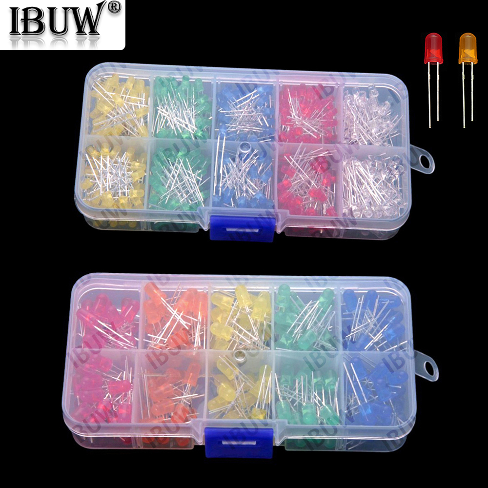 Kit LED 3mm / 5mm Rouge Jaune Blanc Vert Bleu Orange Blanc Chaud Rose Violet Assortiment Vert Bleu Orange