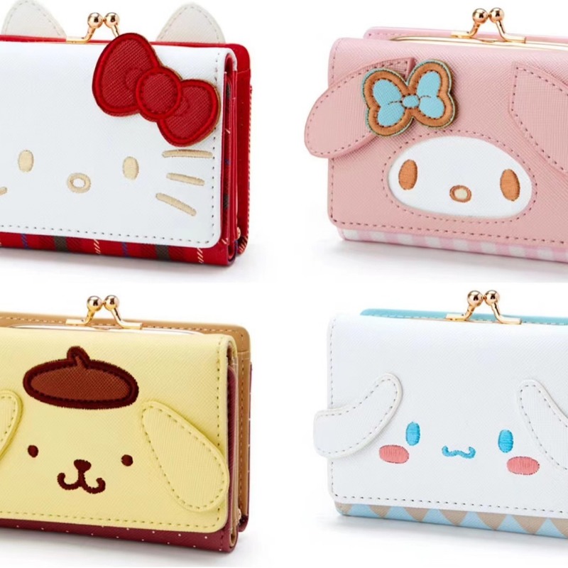 Nova sanrio olá kitty dos desenhos animados bonito carteira nova carteira feminina rosa japonês menina coração jade guigou curto bloqueio carteira saco de cartão