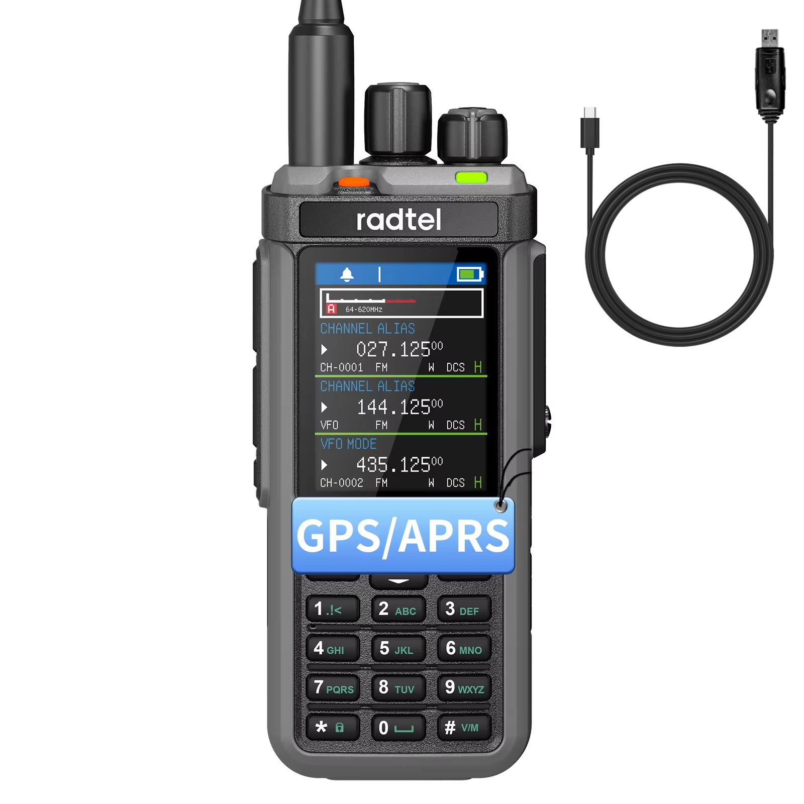 Radtel RT-880G Aprs+Gps 10w hamradio met AM USB LSB CW CB HF UHF VHF LW MW SW SSB, 1024 kanalen, Cross Band Repeaper