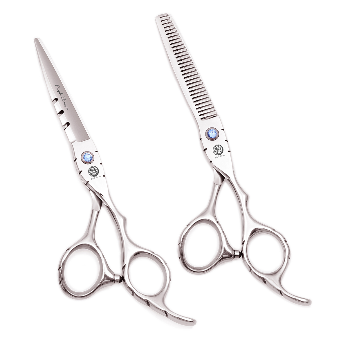 Tijeras profesionales para el cabello, tijeras de acero inoxidable de dragón púrpura de 5,5 "y 6" para salón de peluquería, tijeras para adelgazar, tijeras para el cabello Z1010