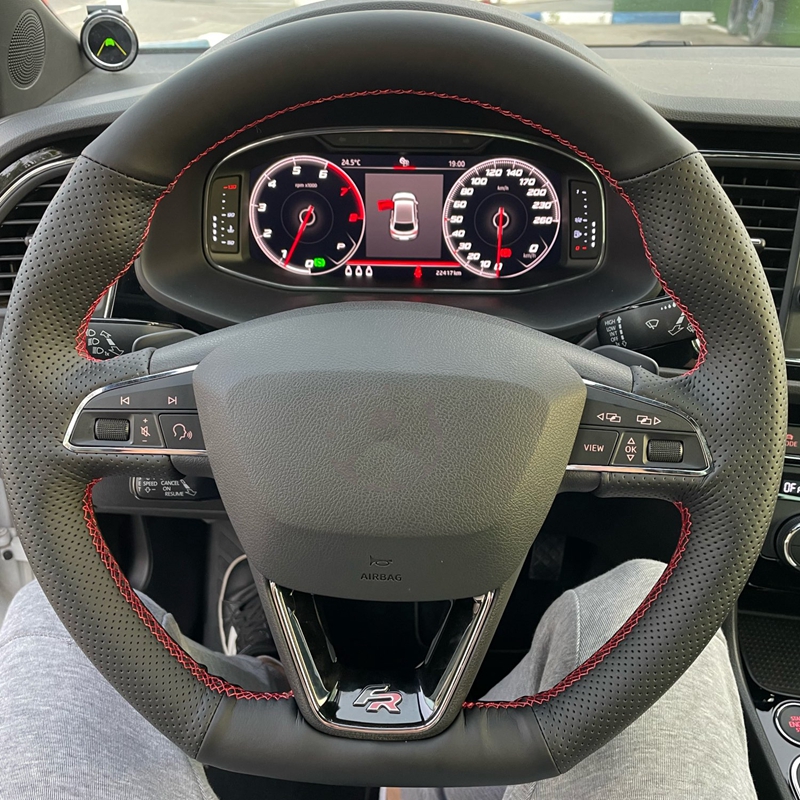 Pokrowiec na kierownicę samochodową do Seat Leon Cupra Leon ST Cupra Leon ST Cupra 2013-2019 Ateca Cupra Ateca FR 2016-2019