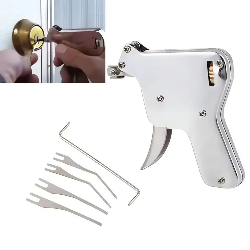 Nova fechadura pick bumps abridor de porta de aço inoxidável chave arma-kit de ferramentas de reparo peças de arma forte bloqueio de aço conjunto de ferramentas de seleção extrator