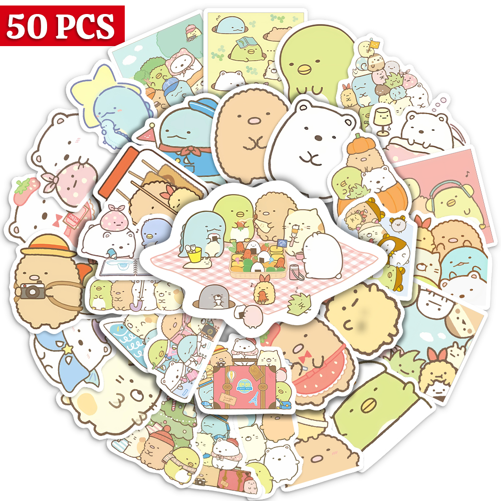10/25/50Pcs Kawaii Cute Cartoon Sumikko Gurashi naklejki DIY naklejki na deskorolkę Laptop bagaż kubek rower telefon motocyklowy wodoodporny PVC
