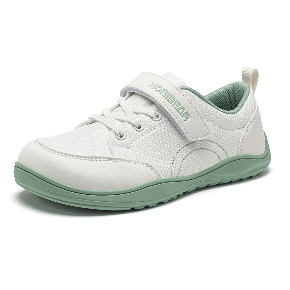 Chaussures HOBIBEAR à largeur étendue pour enfants, baskets pieds nus à scratchs en cuir synthétique et maille, légères, à talon plat, pour la marche