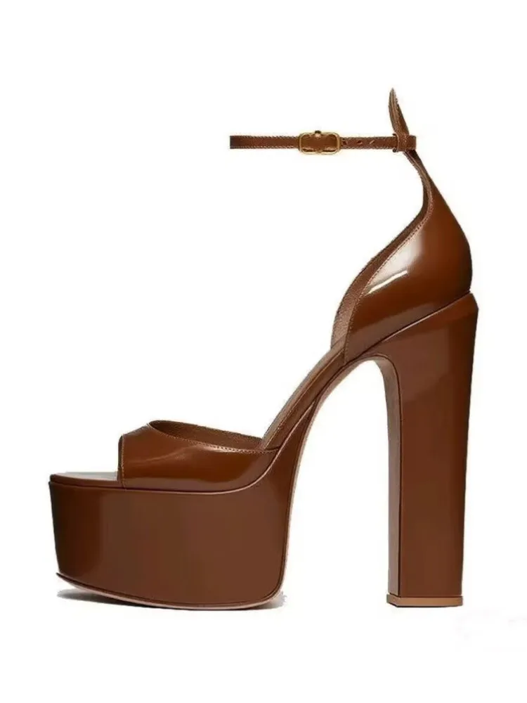 Sandalias de Tacón Alto con Plataforma y Punta Abierta para Mujer, Nuevas de Verano, con Suela Gruesa Impermeable, Zapatos Sexys para Fiesta y Boda