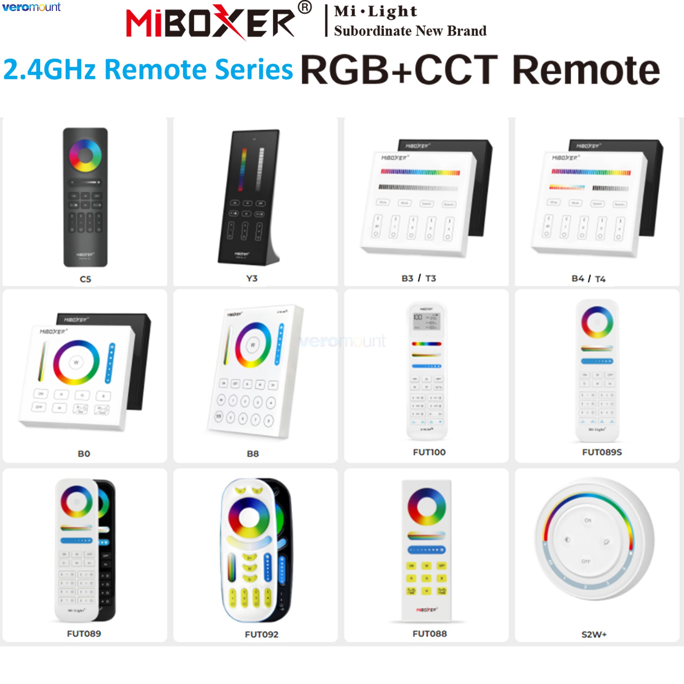 MiLight2.4G Kabelloser Fernbedienungs-RGBCCT-Controller FUT088 FUT089 FUT089S FUT100 FUT092 C4 C5 C8 S2W+ S2-W PUSH1 PUSH2 für MiBoxer