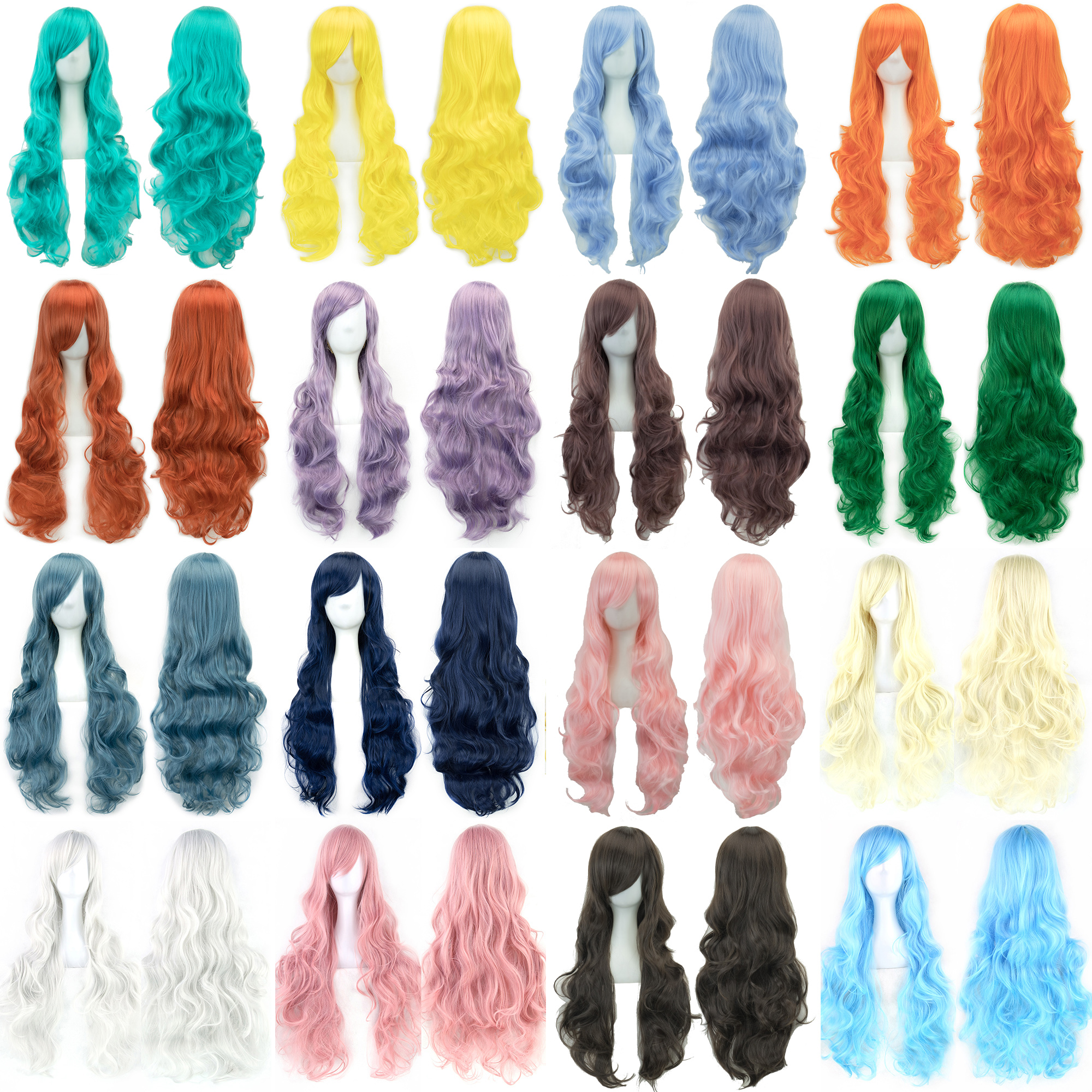 Soowee, peluca verde de pelo sintético largo y rizado, peluca rosa y negra para fiesta, pelucas de Cosplay para mujer