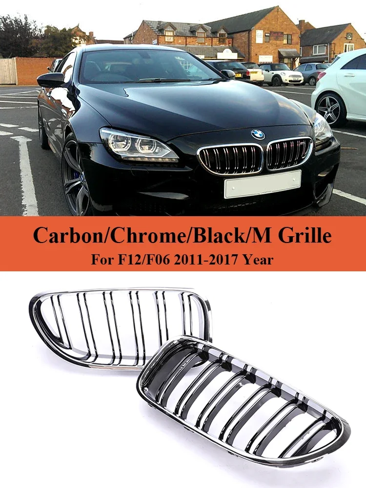 M6 Chromowane czarne dolne grille z siatki Facelift Racing M Kolorowa osłona kratki do BMW serii 6 F12 F13 F06 2011-2017 Akcesoria samochodowe