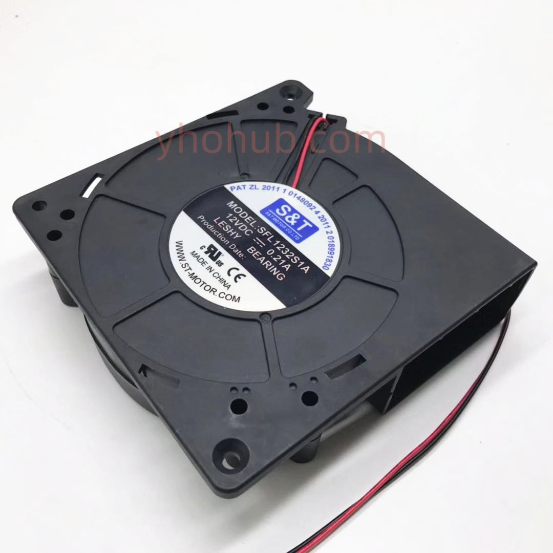 S & T SFL1232S1A DC 12V 0.21A 120X120X32Mm 2-Wire Server Kipas Pendingin