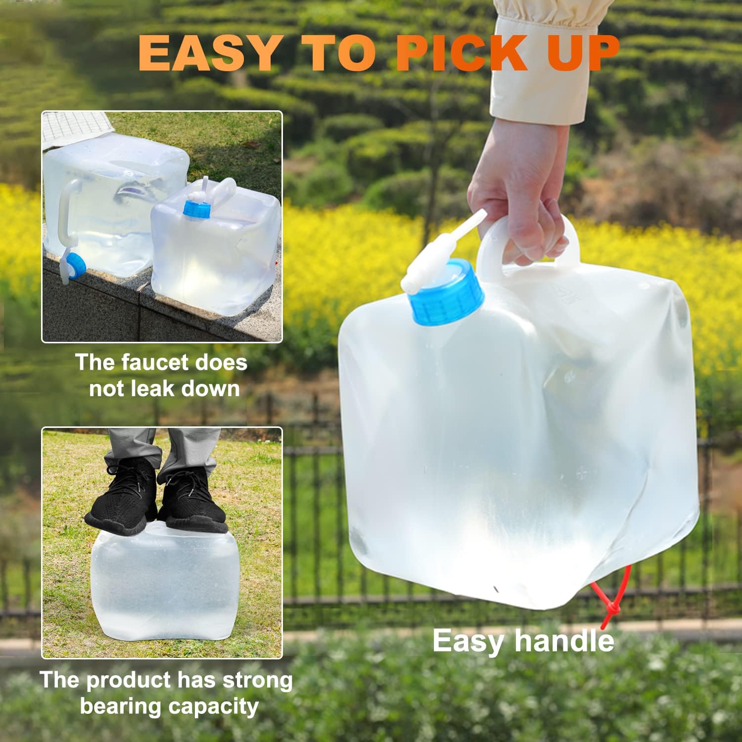 Réservoir d'eau extérieur Portable 5-20l, sac d'eau pliable avec robinet, récipient d'eau de grande capacité pour Camping en plein air barbecue pêche