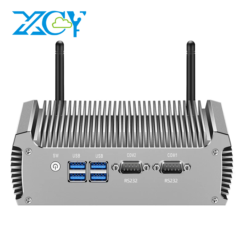 XCY X46G Bezwentylatorowy IPC Mini PC Intel Core 4. i 5. generacji CPU 2x porty szeregowe 2x Ethernet 4x USB HDMI VGA Mini PCIe Win7 Win10 Linux