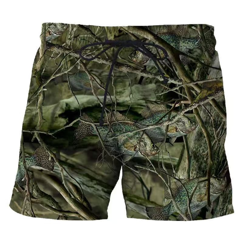 3D-Tarnmuster Baumblätter Bedruckte Herren-Kurzhose Lässige Persönlichkeits-Camo-Strandshorts Übergroße Modische Boardshorts