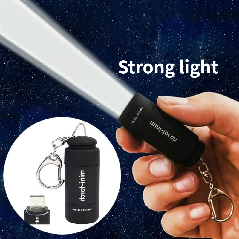 ポケットキーホルダー懐中電灯防水屋外ハイキングキャンプミニ懐中電灯USB充電式LED多機能強力なライト