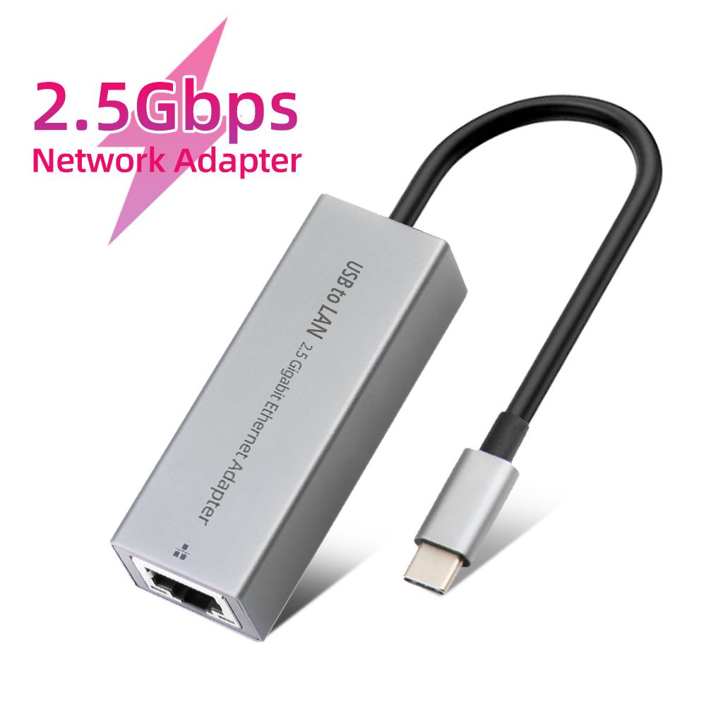2.5G USB Ethernet Adapter 2500Mbps USB3.0 ประเภท C ถึง RJ45 Lan แบบมีสาย Ethernet Gigabit Adapter การ์ดเครือข่ายสําหรับ MacBook iPad Pro