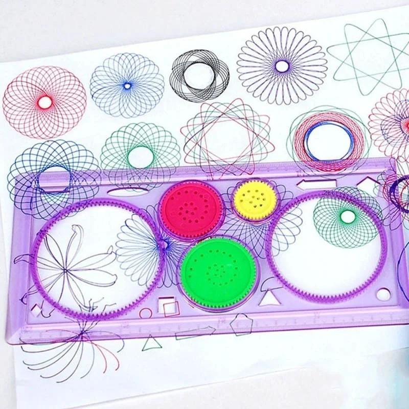 Peinture de couleur aléatoire, Puzzle multifonction, spirographe, règle géométrique, outil de dessin pour étudiants, jouets de dessin, outil d'apprentissage artistique