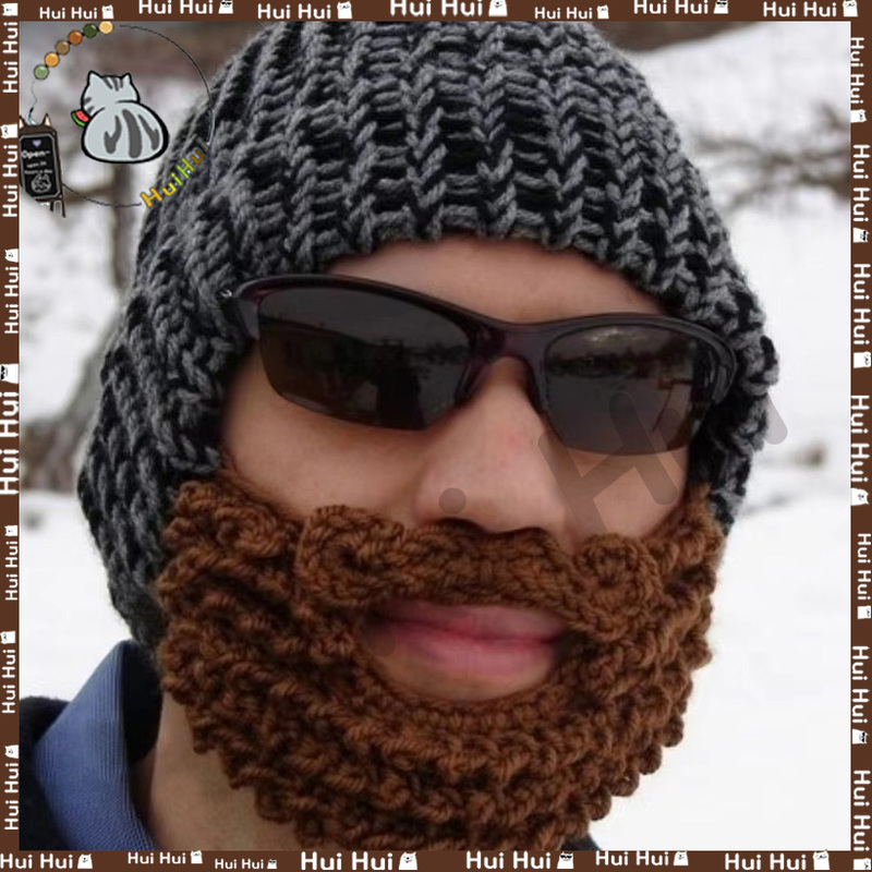 New Style Funny Hip-Hop Adult Hat Big Beard Fake Beard Funny Hat Mask Hand Knitted Warm Wool Hat Suitable For Men Women