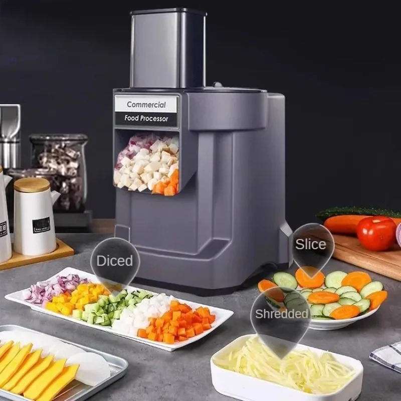 Máquina cortadora de verduras comercial, picadora automática de patatas, zanahorias y verduras, trituradora y cortar en cubitos, cortar rápidamente verduras