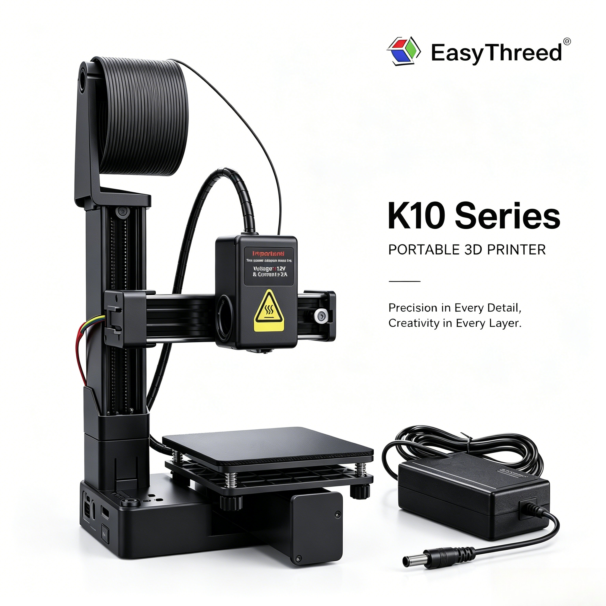 EasyThreed Entry Level Mini 3D Printer Portable Desktop 3D Printer with 100x100x100mm Build Plate Low Noise Fast Assembly for Kids Beginners Home Education DIY Printing Projects Student Use