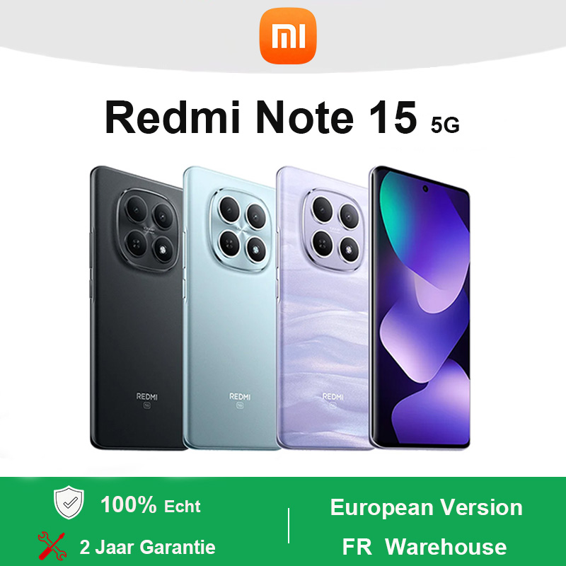 Smartphone Xiaomi Redmi Note 15 5G 8 Go 256 Go Snapdragon ®   Caméra principale 6 Gen 3 108 MP Taille de l'écran 6,77'' 120 Hz Capacité de la batterie 5520 mAh (typique)