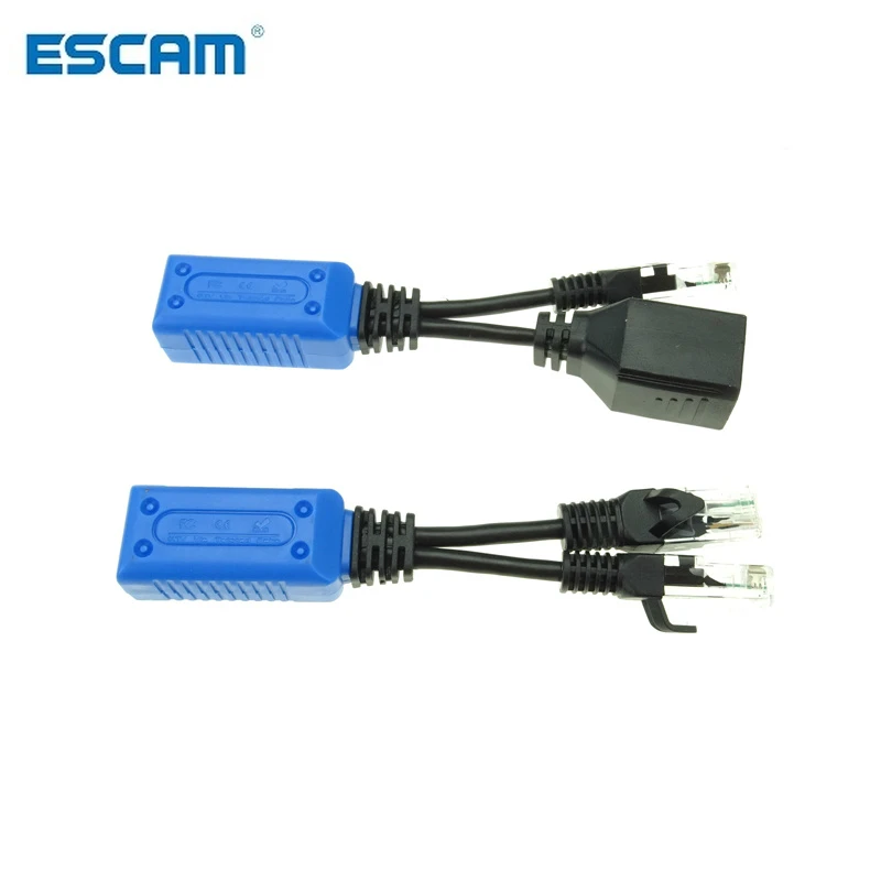 ESCAM 2 шт./1 пара RJ45 сплиттер-сумматор комплект кабелей uPOE кабель адаптер POE разъемы пассивный кабель питания