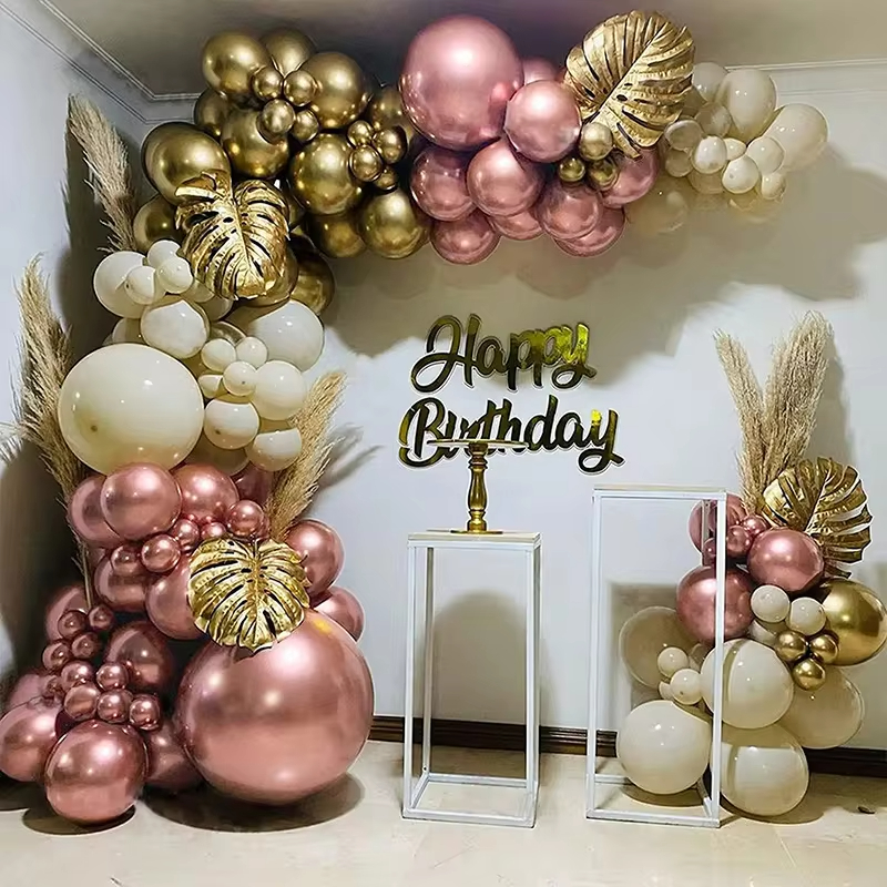 128 pezzi kit arco ghirlanda di palloncini rosa palloncini in lattice metallizzato oro rosa anniversario compleanno decorazione festa di nozze baby shower