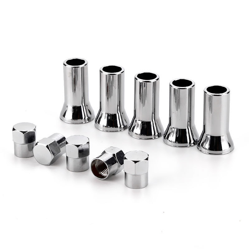 10 Uds TR414 tapas hexagonales cromadas para vástago de válvula de neumático de rueda de camión de coche con cubiertas de manguito accesorios para automóviles traseros delanteros izquierdo y derecho