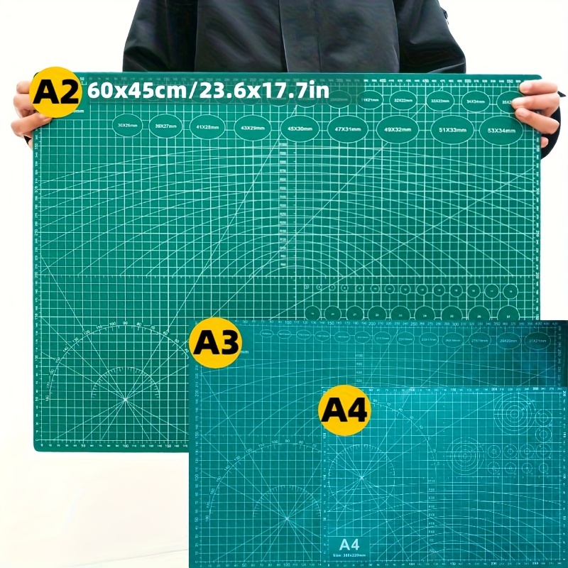 1 tapete de corte autorreparable A3/A4 - Tapete de PVC de alta resistencia con rejilla para tela, papel y acolchado - Tabla de corte duradera para costura
