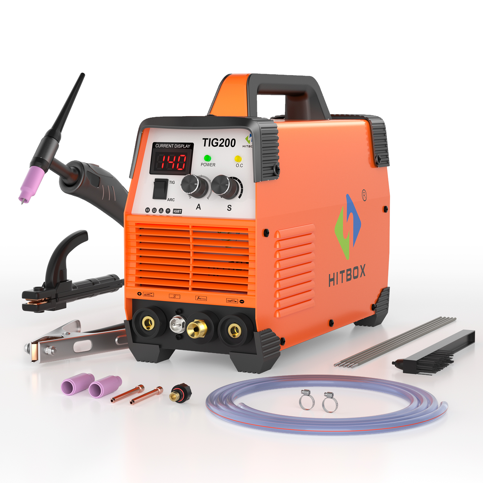 HITBOX TIG200 3 in 1 Welding Machine MMA ARC HF TIG IGBT Inverter Stick Welder Machine Arc Force Hot Start for Outdoor Home DIY