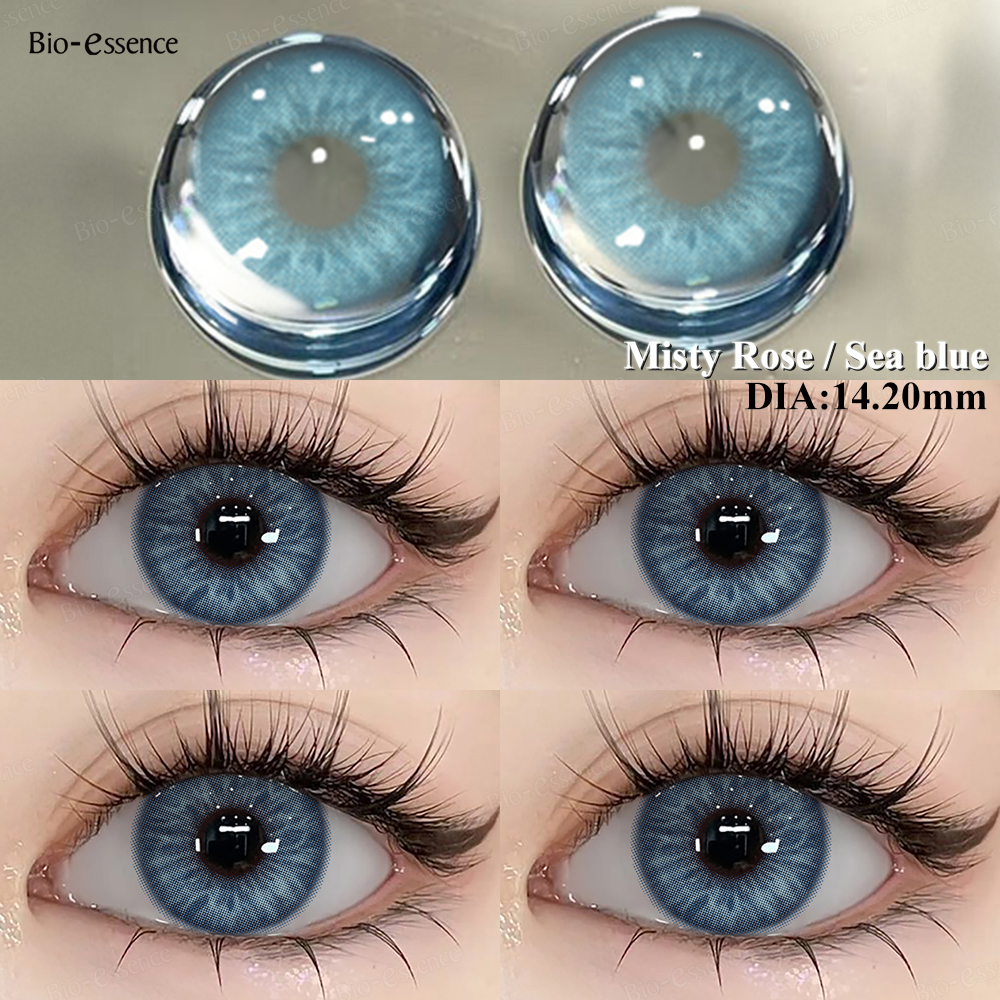 Bio-essense 2 pièces lentilles de Contact bleues pour les yeux lentilles de Contact colorées naturelles yeux bleus lentilles de Contact coréennes élève verte annuelle