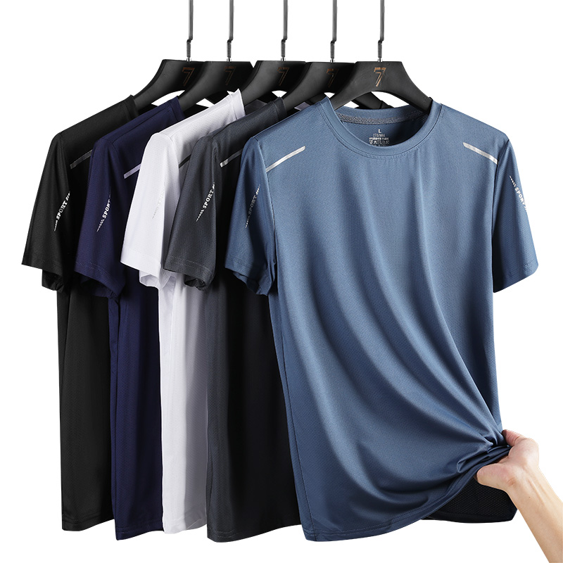 CHRLCK Men's Running Quick Drying เสื้อยืด Breathable เดินป่าตกปลา Tees ความยืดหยุ่นนุ่มกีฬากลางแจ้งสั้นเสื้อฤดูร้อน