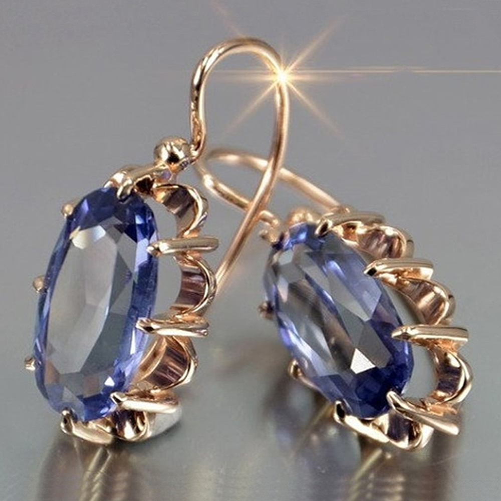 Huitan-pendientes ovalados de circonia cúbica para mujer, aretes colgantes de lujo con diseño elegante y temperamento, joyería estética 2022