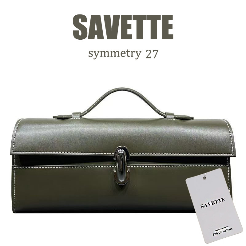 Bolsa Tote Feminina de Couro Genuíno SAVETTE 2026 - Bolsa Simples Pequena Quadrada de Alta Qualidade - Bolsa Savette Symmetry 27