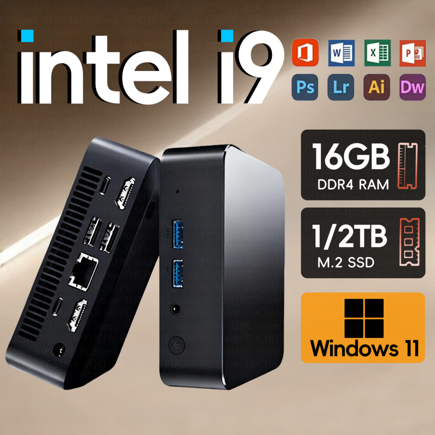 Mini PC 2026 con Windows 11, Intel i9, Intel Core i9 10980HK/Core i3 6100U, 16GB DDR4, 2048GB SSD, WIFI 6, BT5.2, Mini PC para Juegos