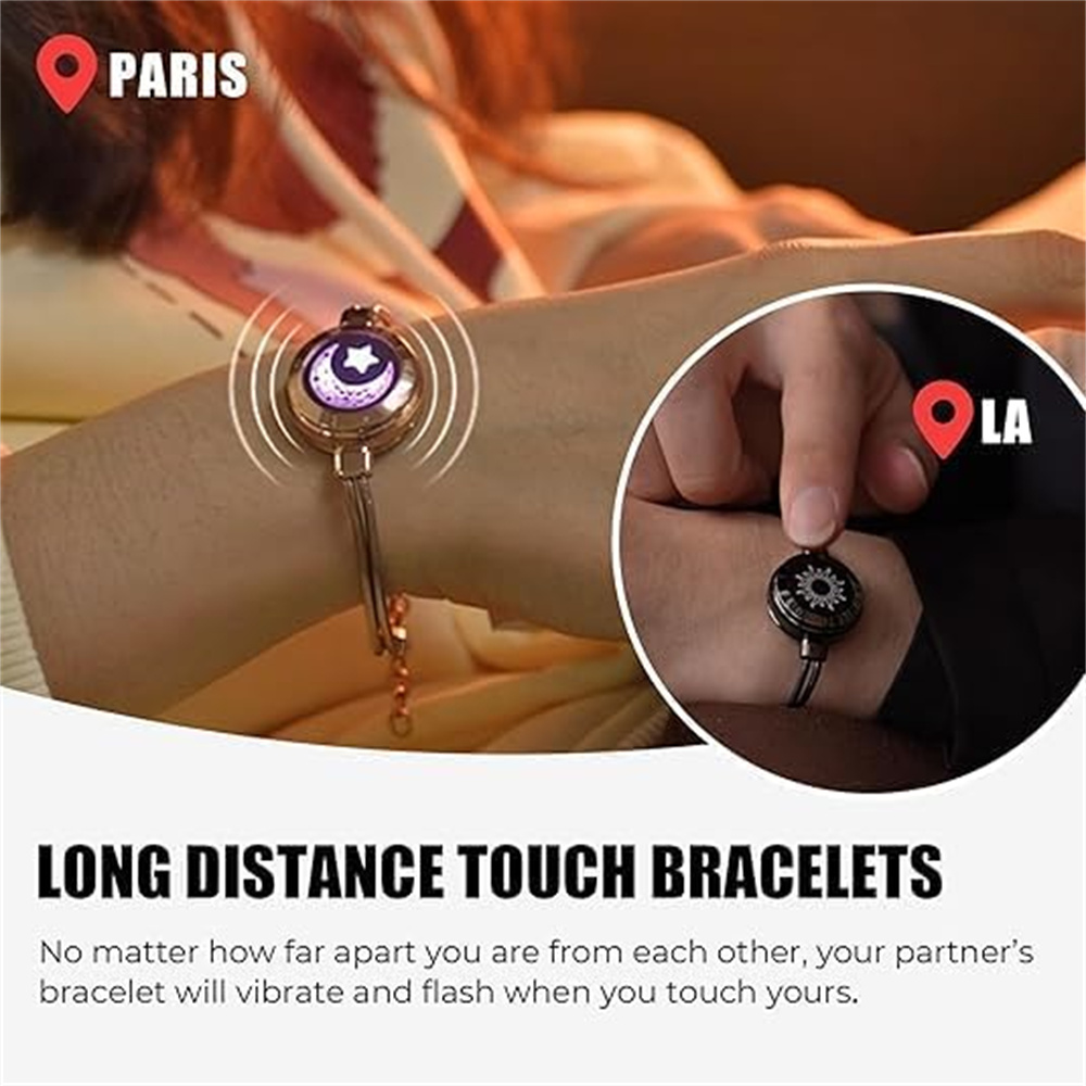 TOTWOO Pulseras táctiles de larga distancia para parejas, regalos de relación iluminados y con vibración para amantes, joyería inteligente, pulseras de amor