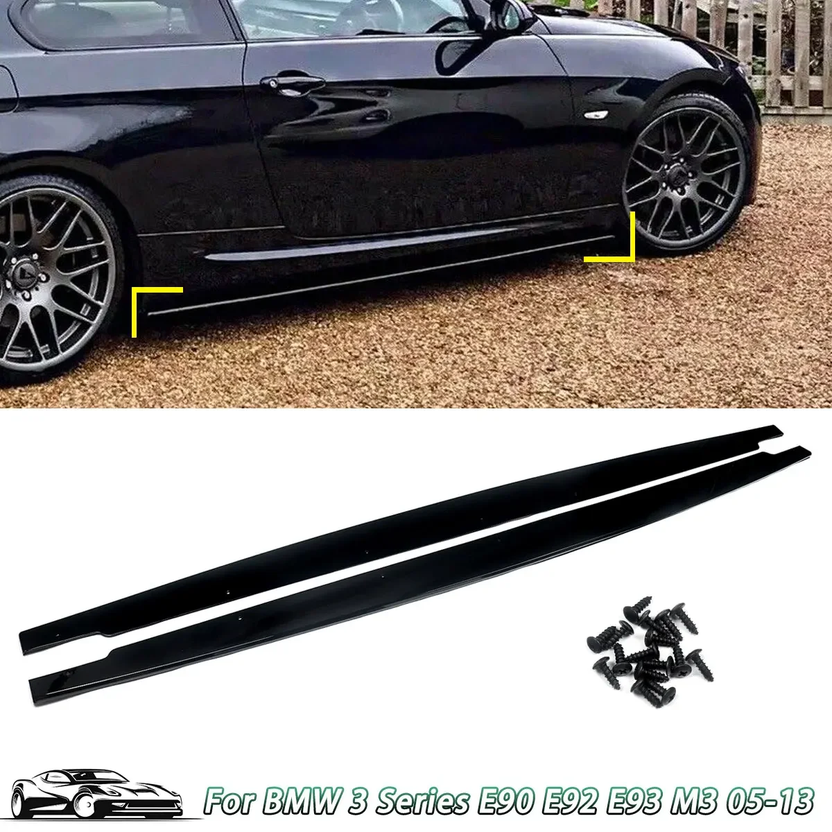 กระโปรงข้างพิมพ์ลายคาร์บอน2005-2013 M3 E93ด้านข้างสำหรับ BMW E90 E92ชุดบอดี้คิท