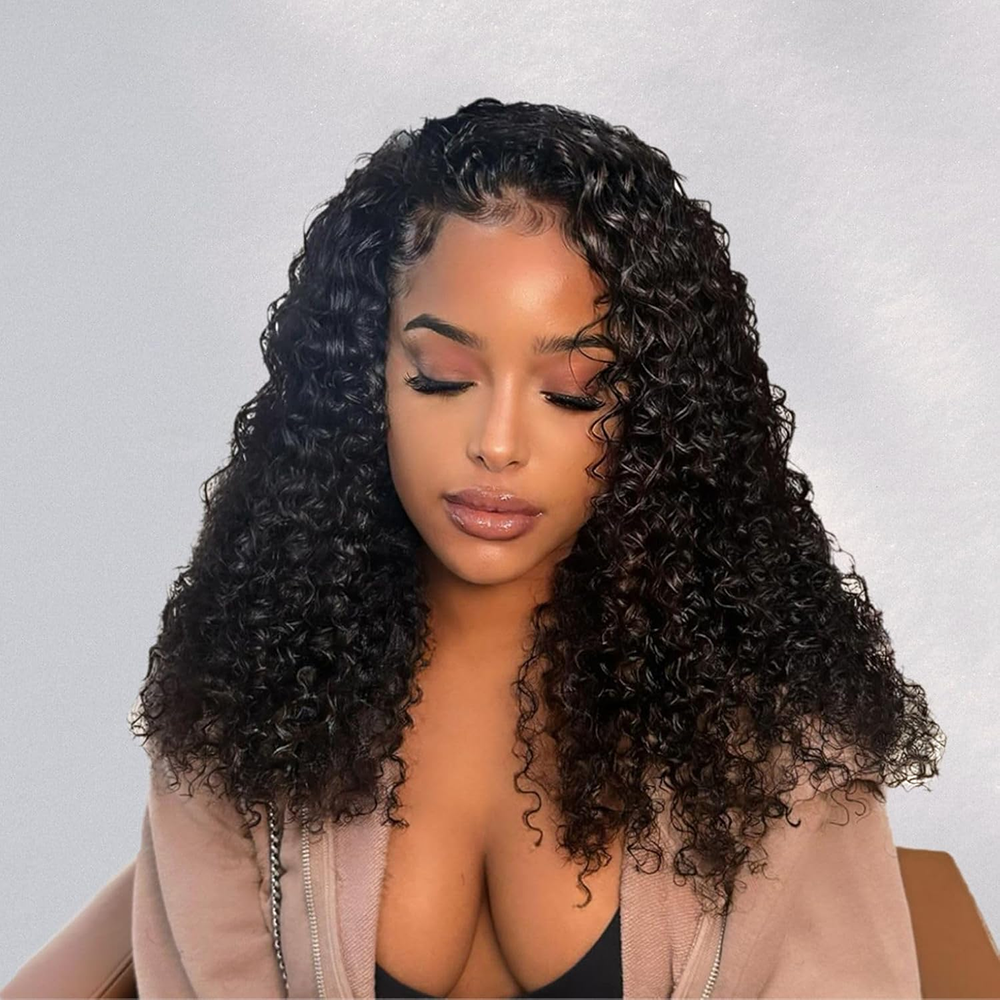 3 en 1 medias pelucas de cabello humano sin costuras Flip Over 220 densidad onda profunda 3 en 1 media peluca de cabello humano con cordón peluca sin brillo mitad