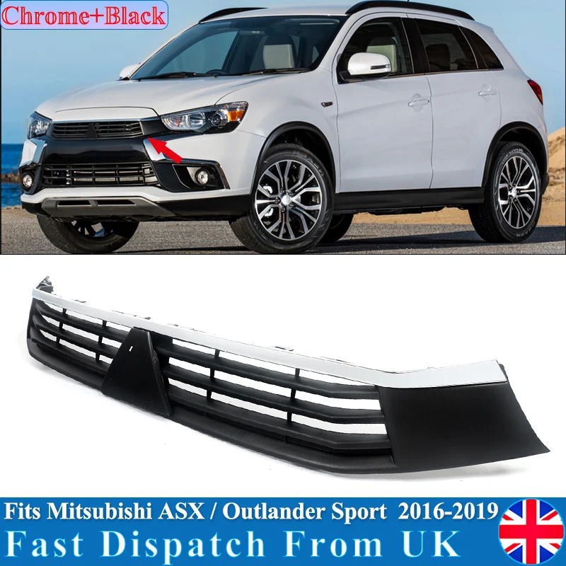 ASX RVR สำหรับ Mitsubishi Outlander Sport ASX RVR กระจังหน้ากระจังหน้าบน2016 2017 2018 2019สีดำ