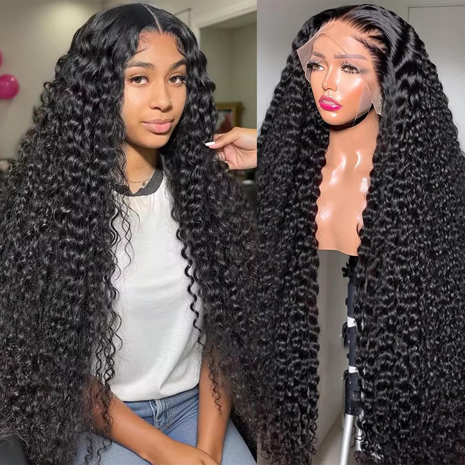 30 32 Inch Deep Wave Lace Front Wig 5x5 Deep Wave Glueless Closure Wig Brazilian 13x6 HD Curly Lace Frontal Human Hair Wigs