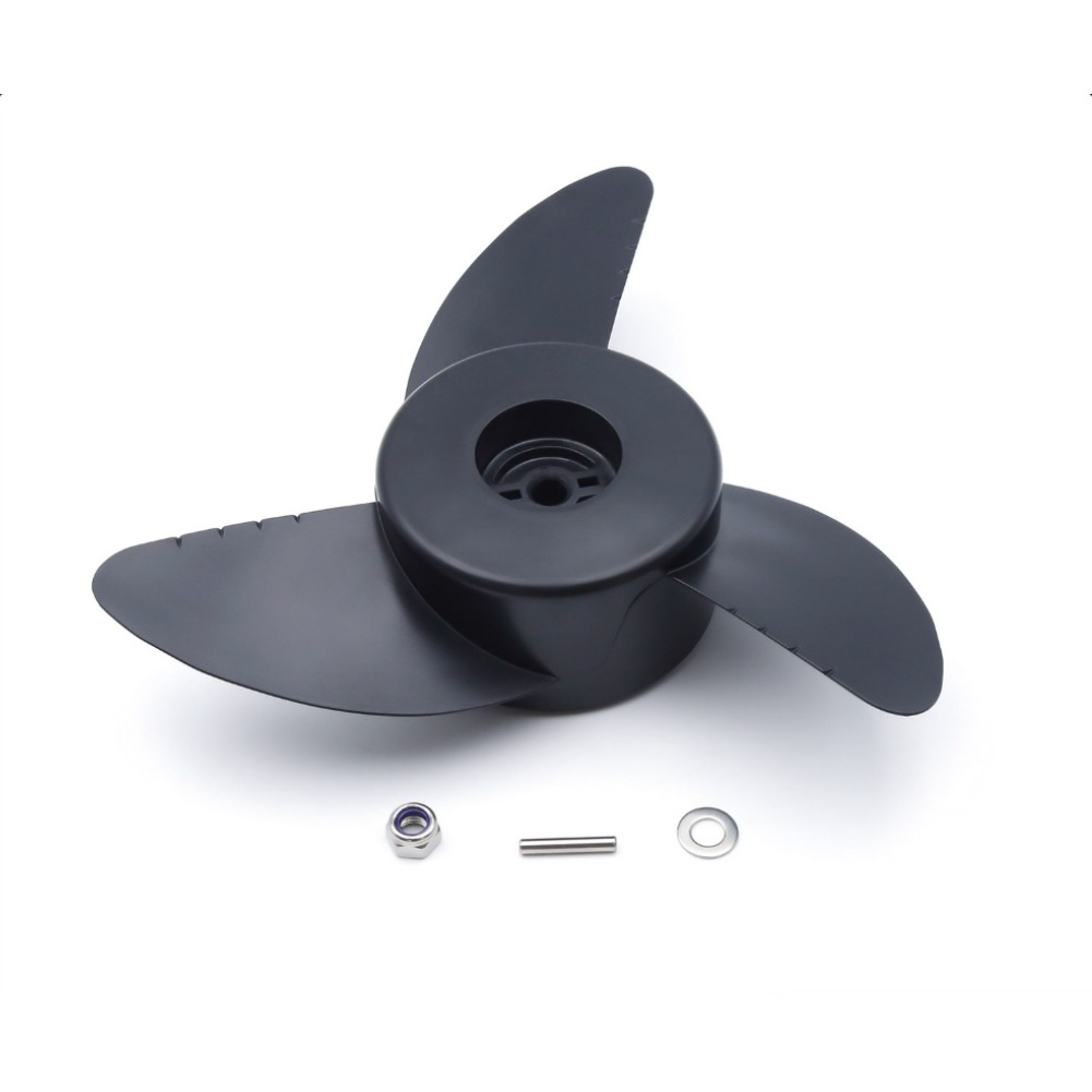 Marine Propeller Assembly Electric Trolling Motor Propeller Black Easy Installation Kit Robust Plastic Construction