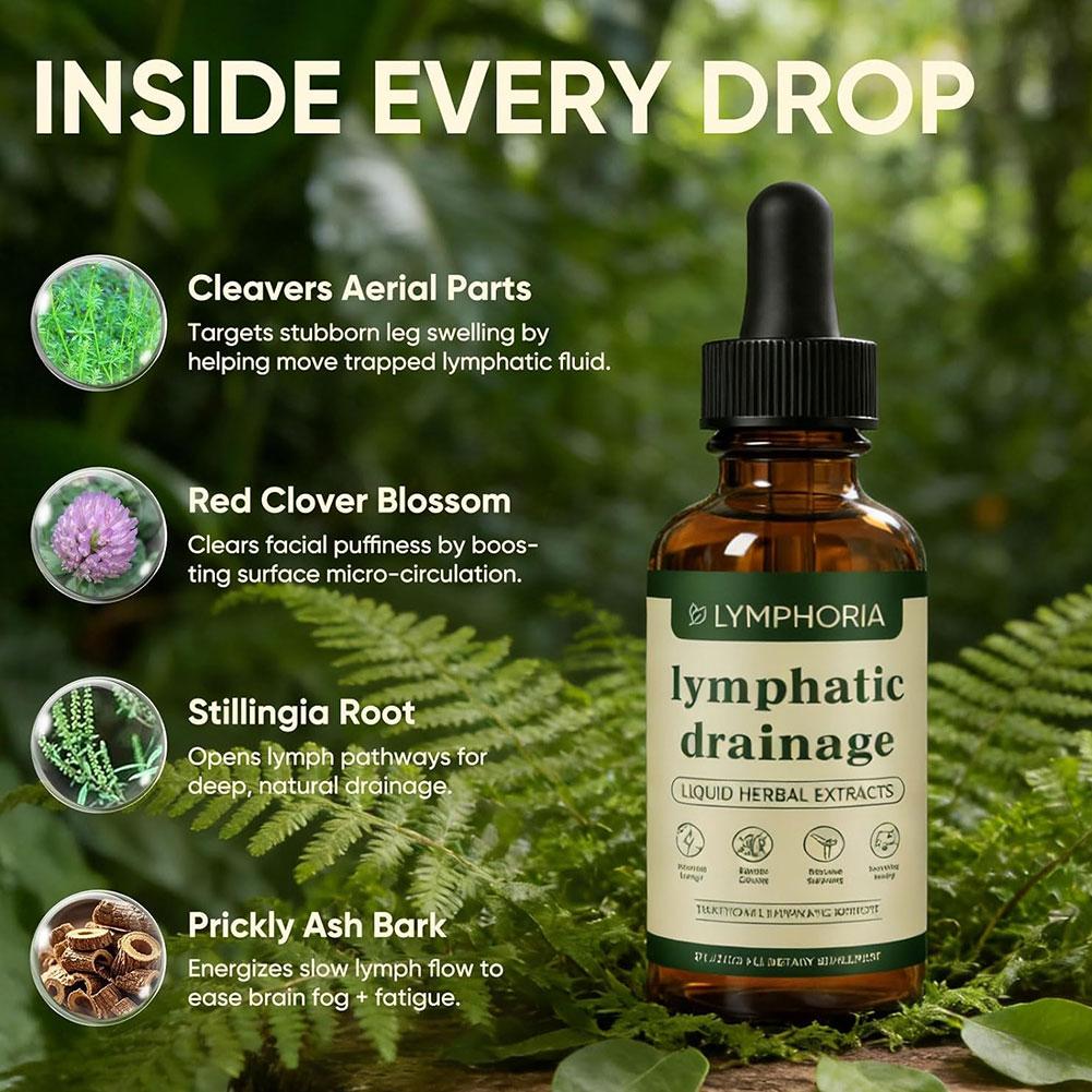 Gotas de Drenaje Linfático de 60 ml, Fórmula Herbal Natural para Eliminar Toxinas, Alivio de la Hinchazón, Líquido de Apoyo Linfático
