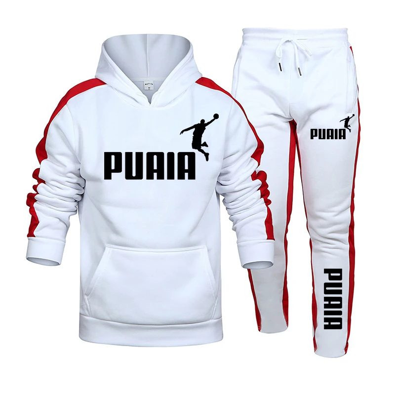 Popularny męski dres na jesień i zimę: bluza z kapturem + spodnie dresowe, zestaw do codziennych wyjściów, na siłownię, odzież sportowa w stylu casual, odzież uliczna.