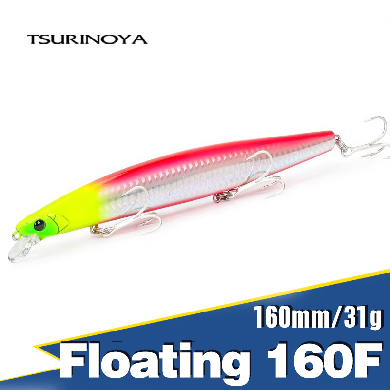 TSURINOYA 160F Umpan Pancing Ikan Kecil Mengambang STINGER 163Mm 31G Umpan Keras Besar Air Asin Buatan Pengecoran Panjang