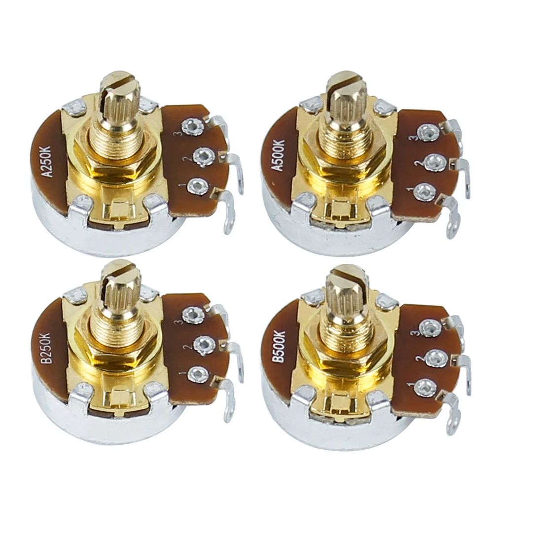 FLEOR 4 Uds potenciómetro de eje corto dorado ollas de guitarra 500K 250K elegir piezas de guitarra eléctrica