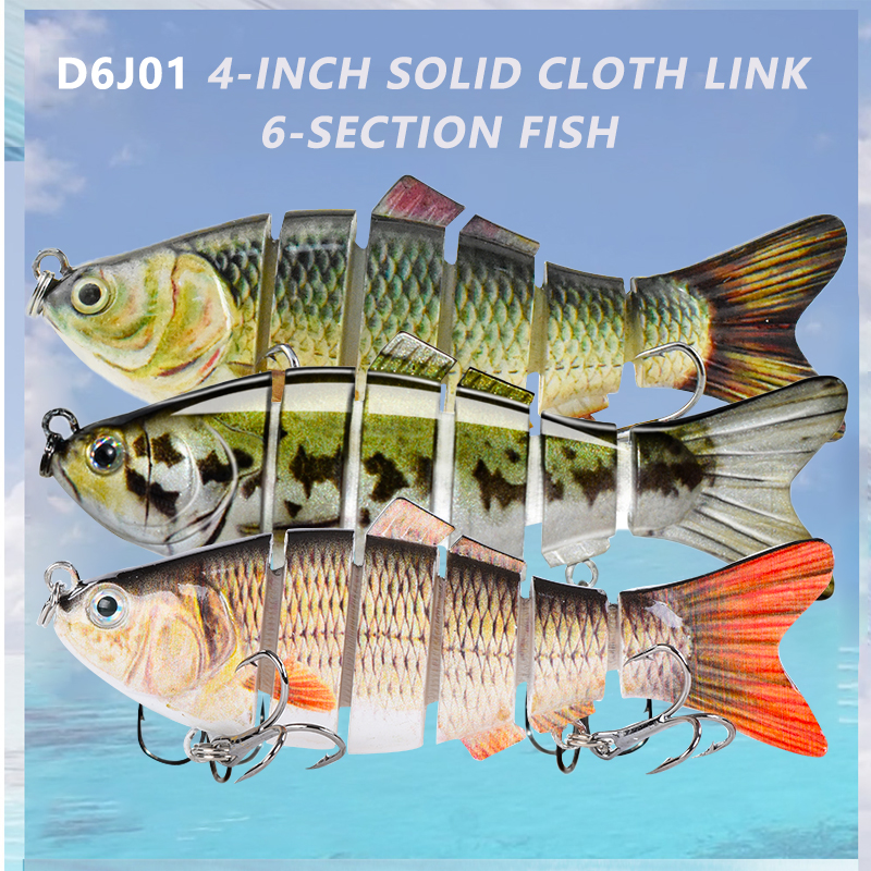 Señuelos de pesca artificiales duros articulados de 4 pulgadas y 6 segmentos, Crankbait biónico, Wobblers que se hunden, accesorios de pesca de plástico marino